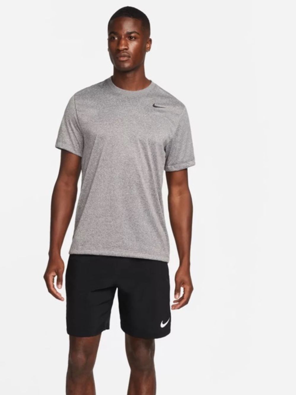 Nike Men’s Heather Gray Short Sleeve Performance Tee DX0989-063 Size L